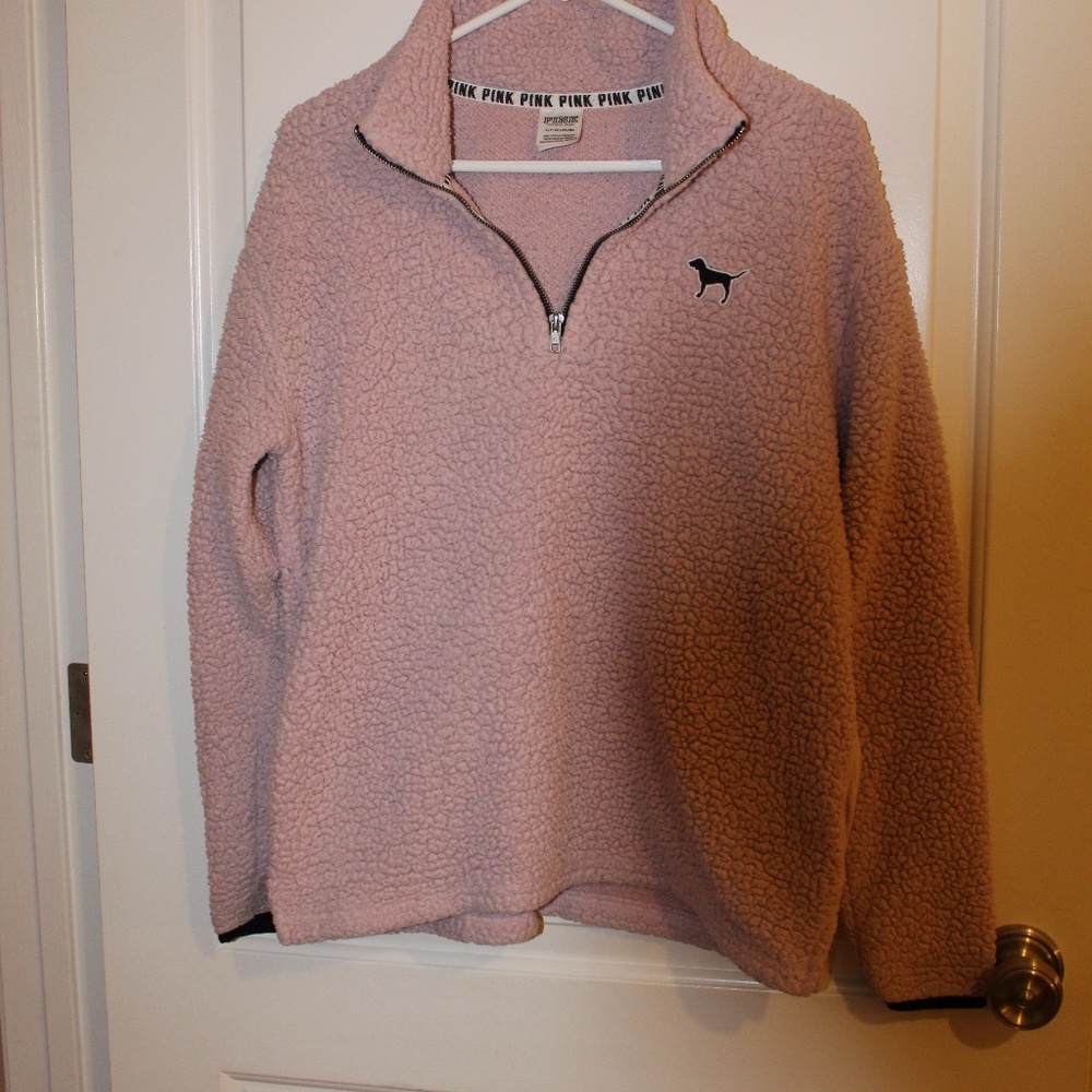 PINK Half Zip cozy fleece sweatshirt